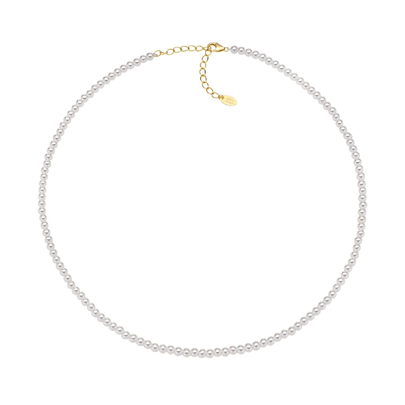 Collana Amen in argento 925 dorato con perle di cristallo A.CLPE30SWGB36