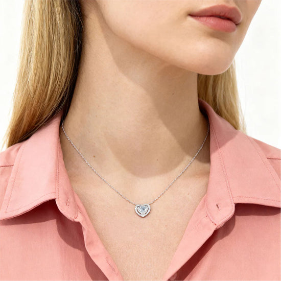 Collana con pendente Amen con zircone bianco a taglio cuore MISURA UNICA