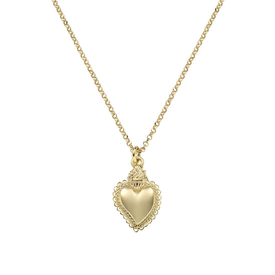 Collana girocollo Amen in argento dorato sacro cuore pendente MISURA UNICA