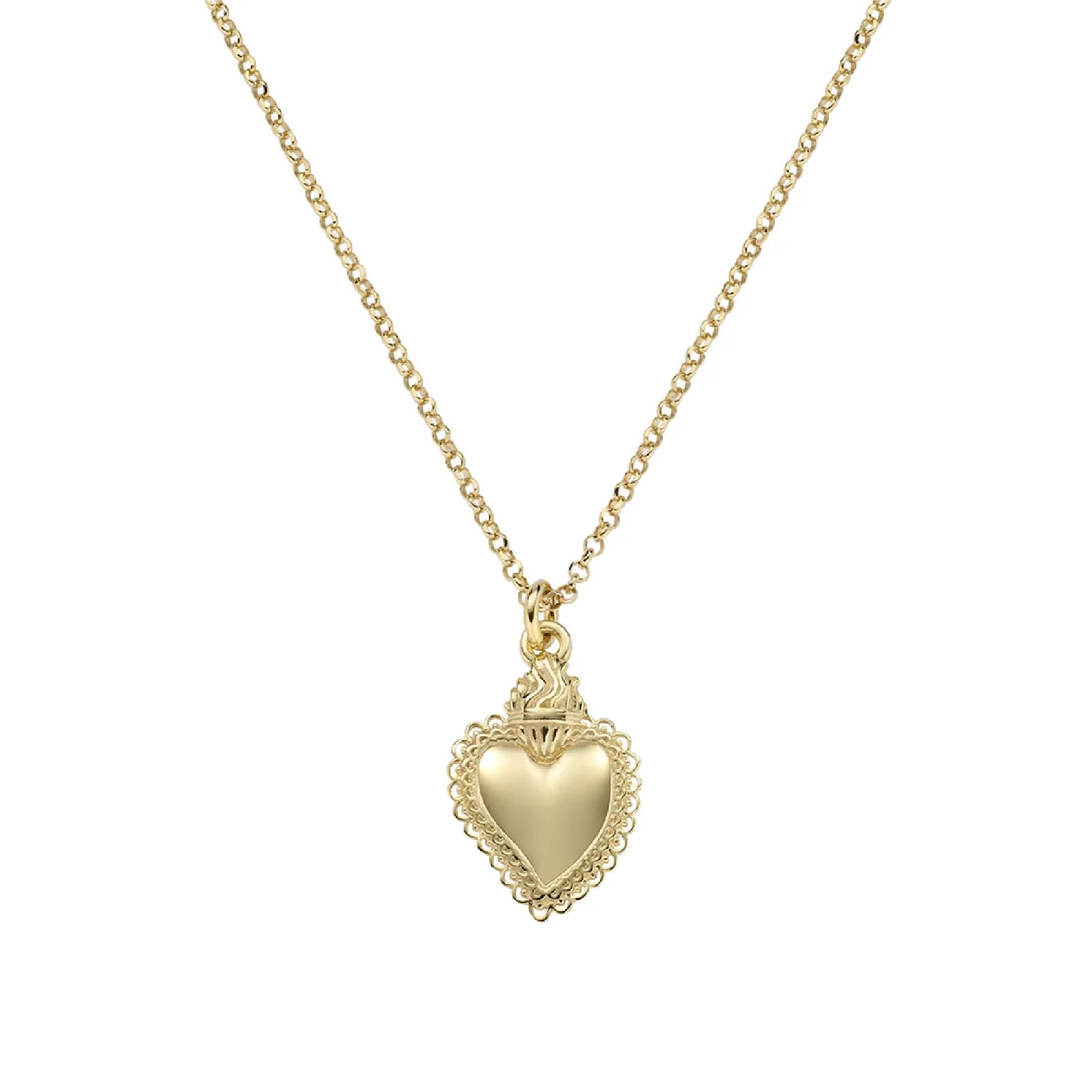 Collana girocollo Amen in argento dorato sacro cuore pendente MISURA UNICA