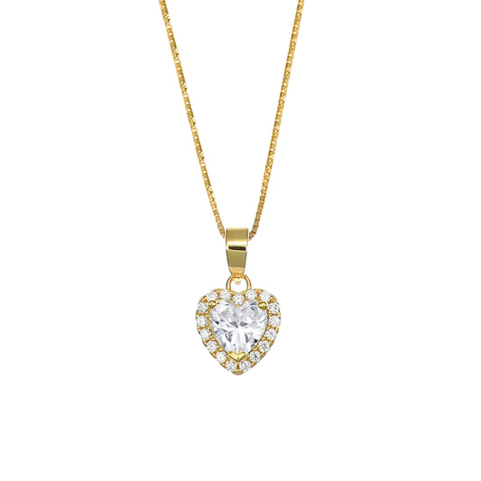 Collana Amen in argento 925 dorato con zircone a cuore A.CLTICGB