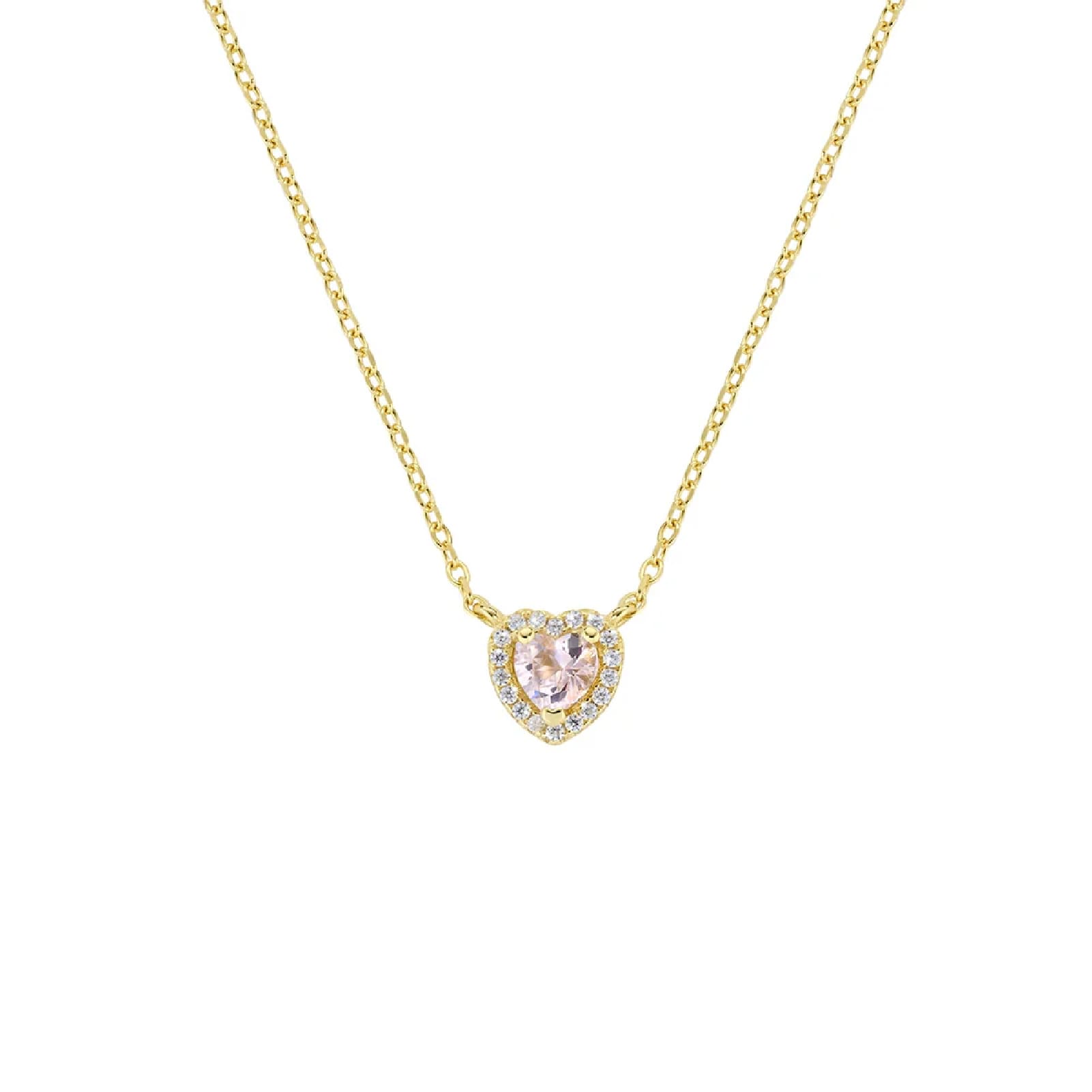 Collana  Amen in argento dorato con pendente zircone rosa MISURA UNICA