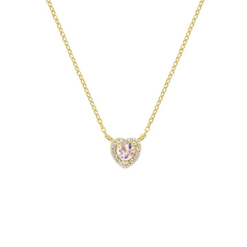 Collana  Amen in argento dorato con pendente zircone rosa MISURA UNICA