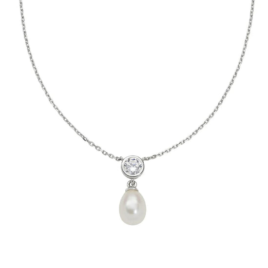 Collana girocollo Amen in argento punto luce e perla pendente MISURA UNICA