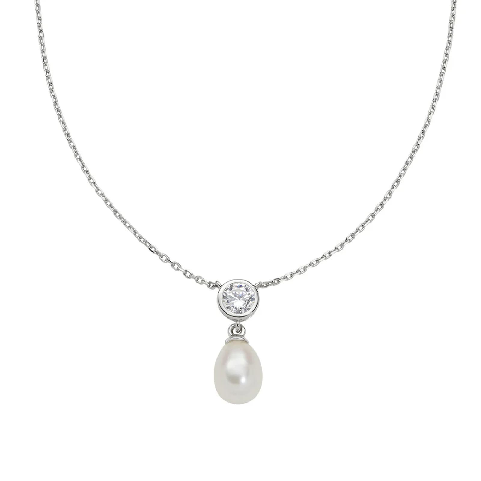 Collana girocollo Amen in argento punto luce e perla pendente MISURA UNICA