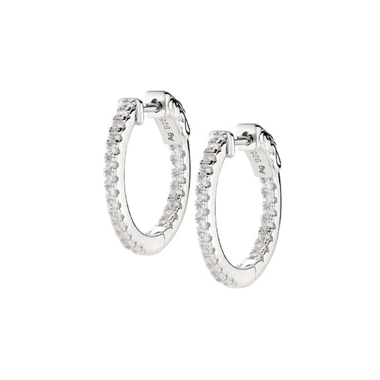 Orecchini a cerchio Amen in argento con zirconi 1,5 mm MISURA UNICA