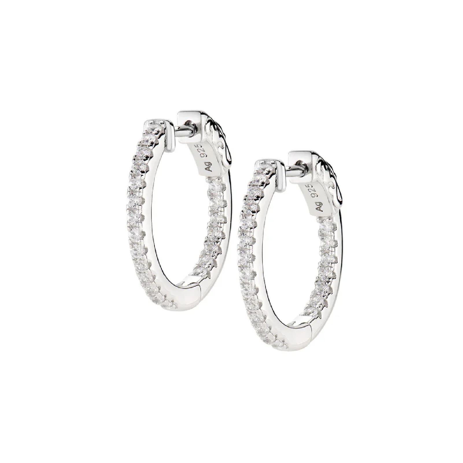 Orecchini a cerchio Amen in argento con zirconi 1,5 mm MISURA UNICA