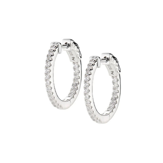 Orecchini a cerchio Amen in argento con zirconi 1,5 mm MISURA UNICA