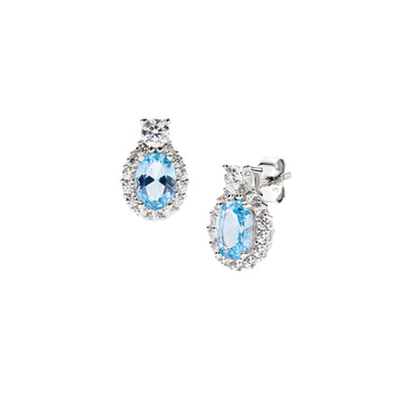 Orecchini lobo Amen in argento con zirconi bianchi azzurro MISURA UNICA