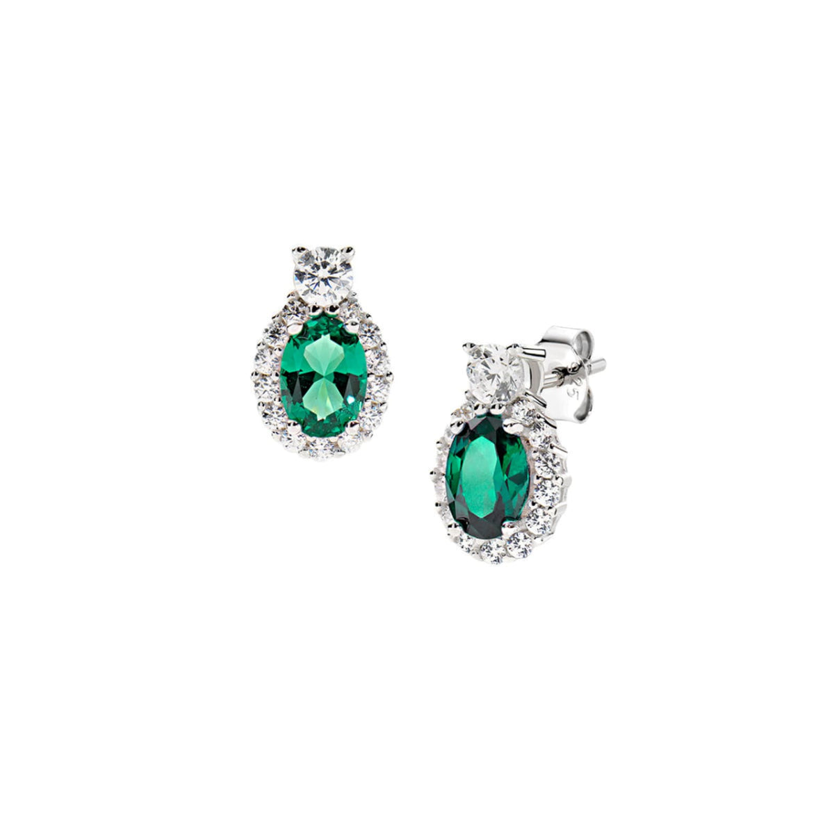 Orecchini lobo Amen in argento con zirconi bianchi verde MISURA UNICA