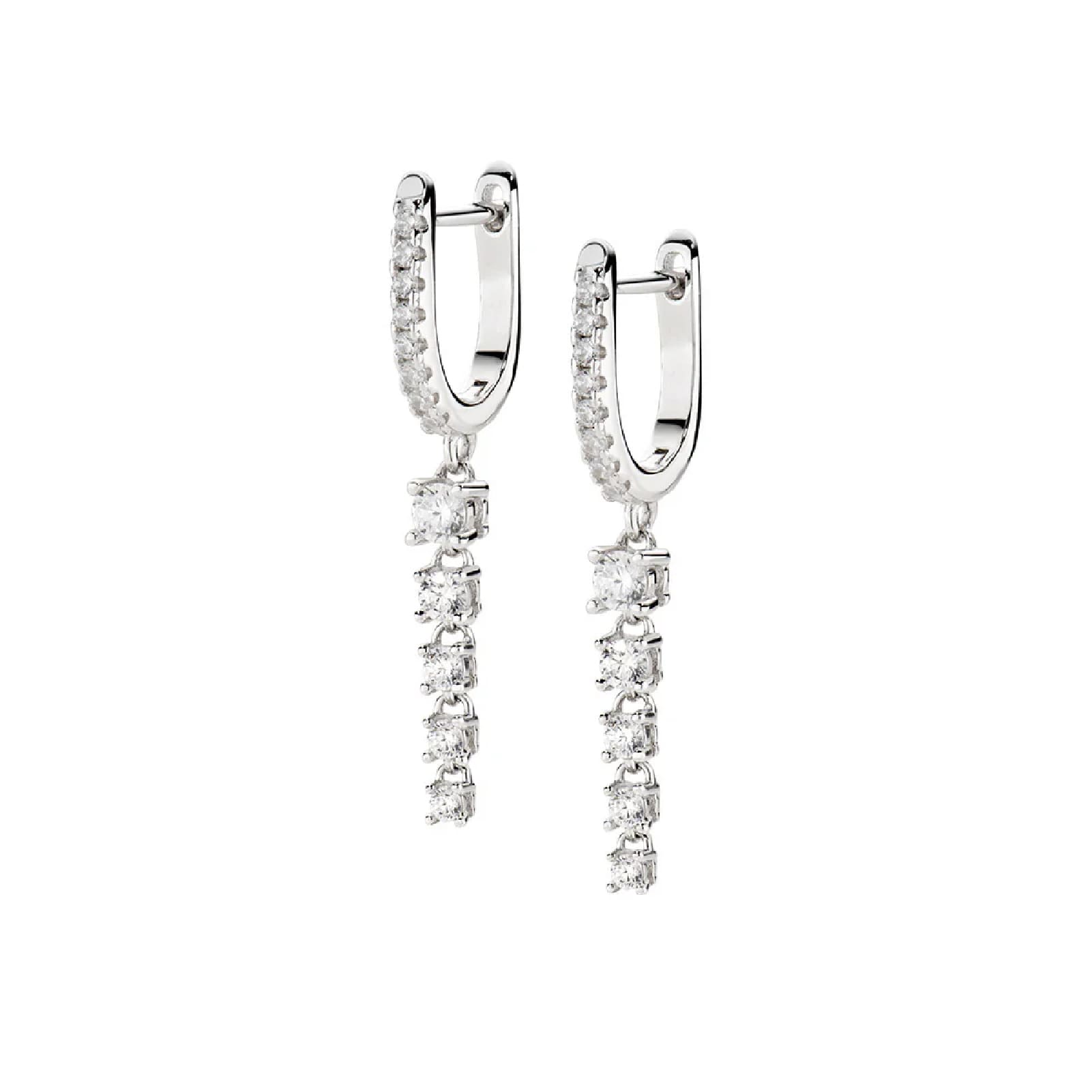 Orecchini pendenti Amen in argento con cinque zirconi MISURA UNICA