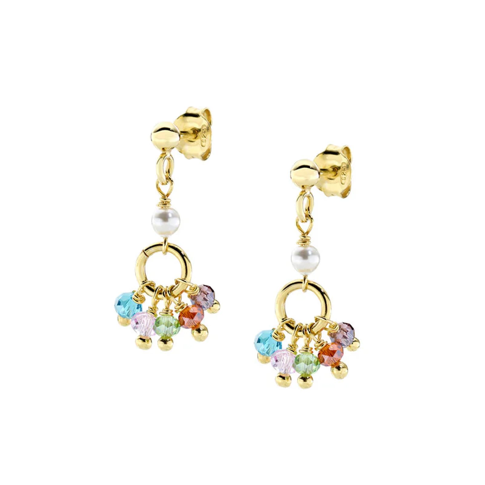 Orecchini pendenti Amen argento dorato e cristalli MISURA UNICA