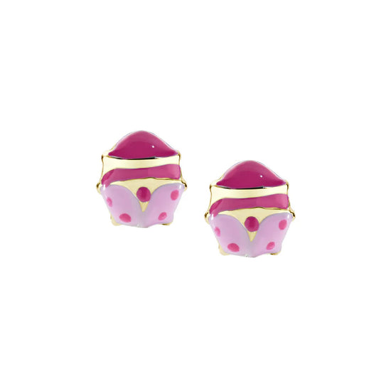 Orecchini lobo Amen bimba argento dorato coccinelle fucsia MISURA UNICA