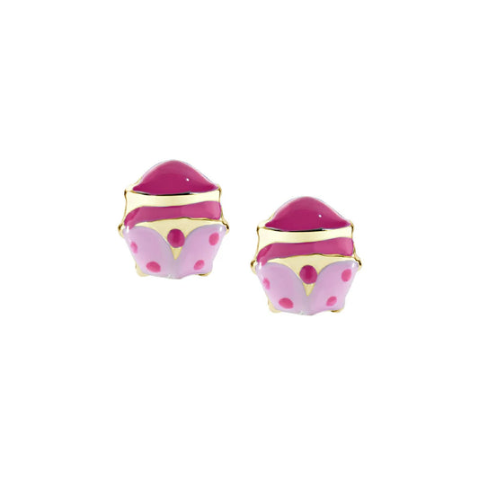 Orecchini lobo Amen bimba argento dorato coccinelle fucsia MISURA UNICA