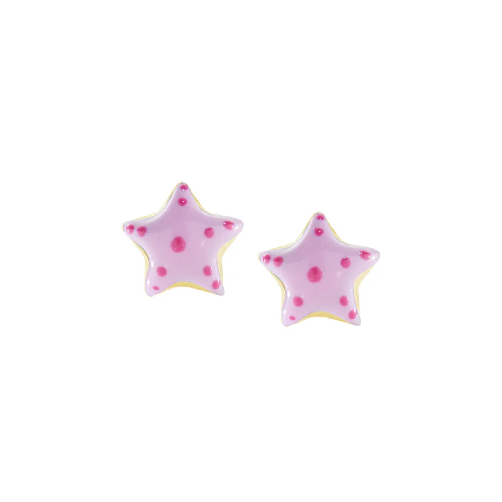 Orecchini a lobo Amen bimba argento dorato con stelle rosa MISURA UNICA