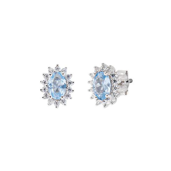 Orecchini Amen Lady In Argento 925 Con Zirconi Bianchi E Verdi - Collezione Royal - Diametro 1,2 Cm
