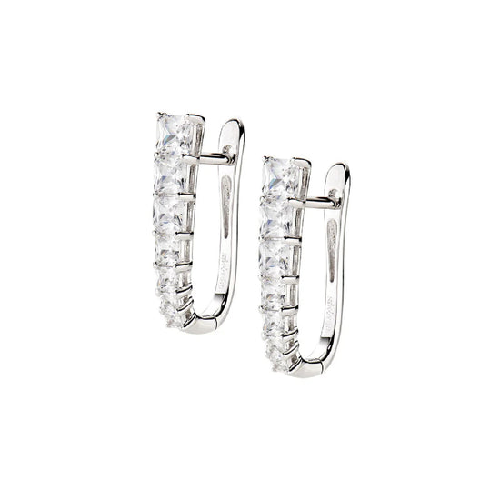 Orecchini Huggies Amen in argento ovali con zirconi MISURA UNICA