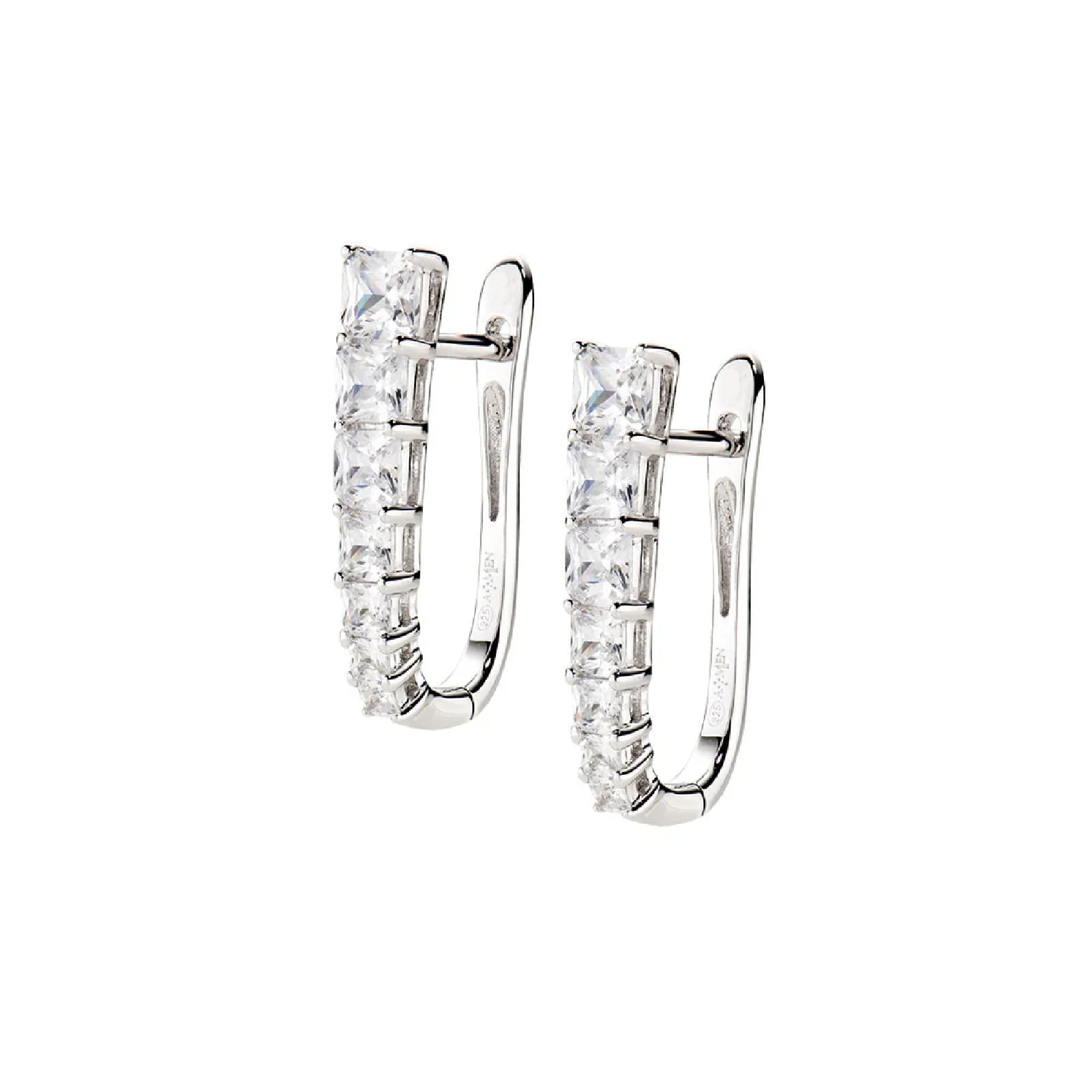 Orecchini Huggies Amen in argento ovali con zirconi MISURA UNICA