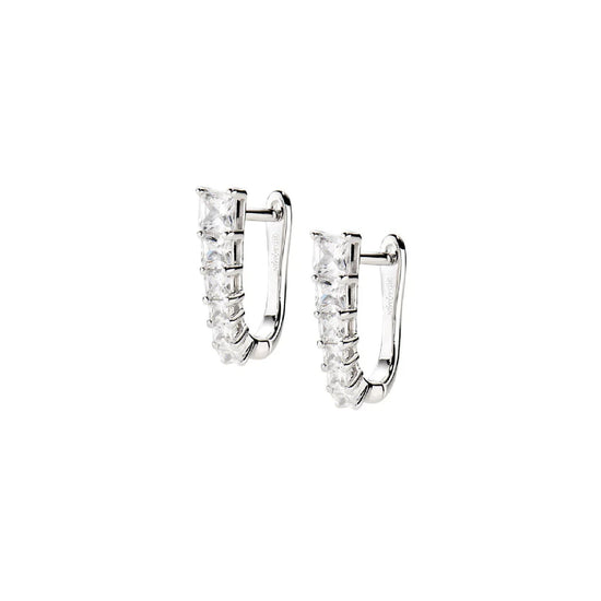 Orecchini Huggies Amen in argento ovali piccoli con zirconi MISURA UNICA