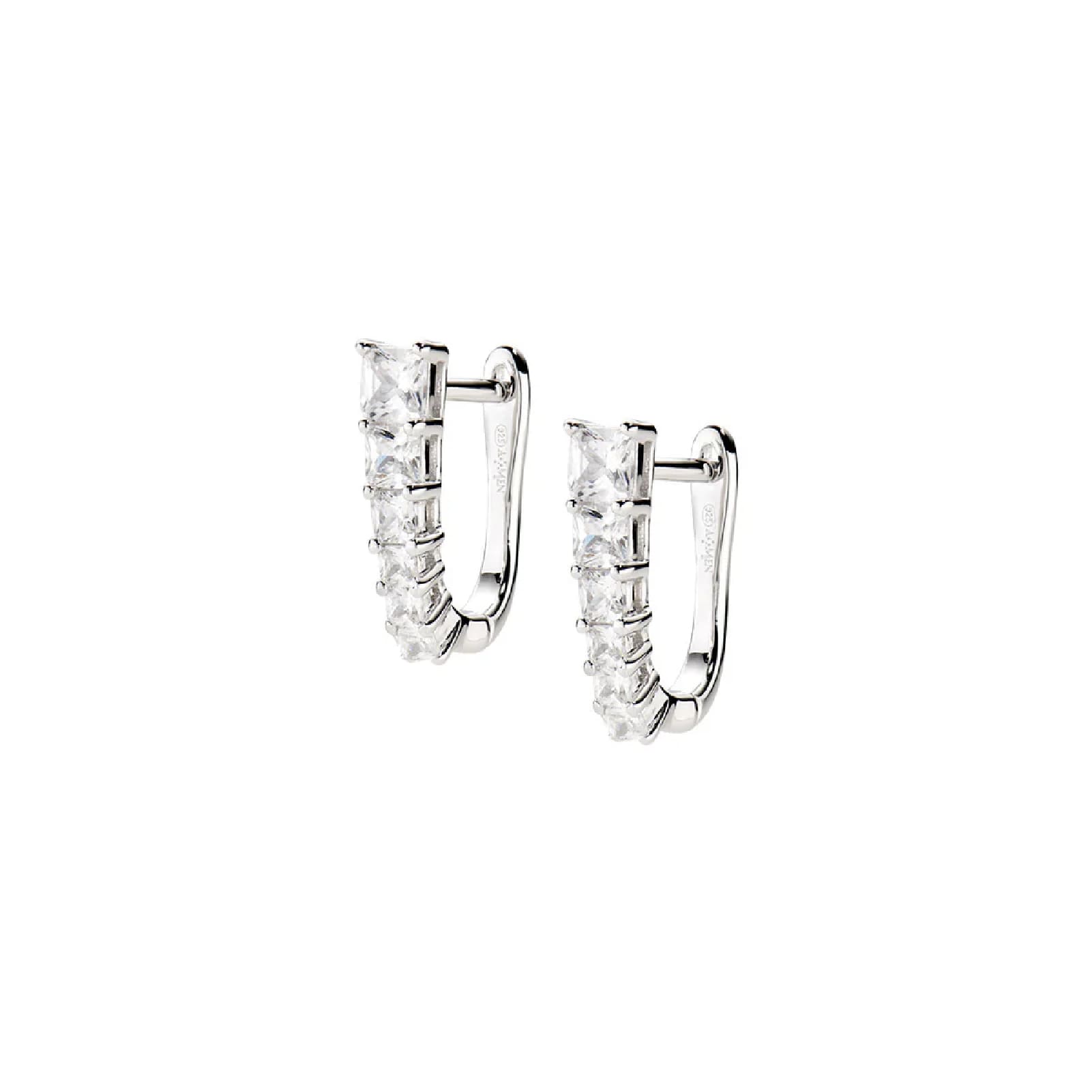 Orecchini Huggies Amen in argento ovali piccoli con zirconi MISURA UNICA