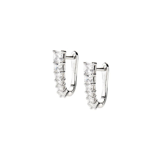 Orecchini Huggies Amen in argento ovali piccoli con zirconi MISURA UNICA