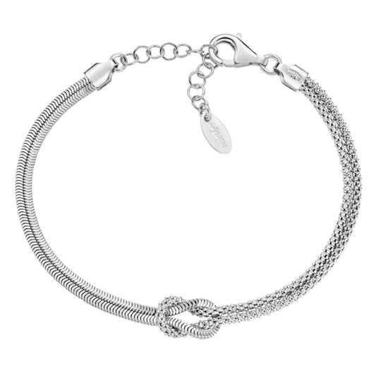 Bracciale catena Amen in lega Amen argentata con nodo d'amore 19 cm