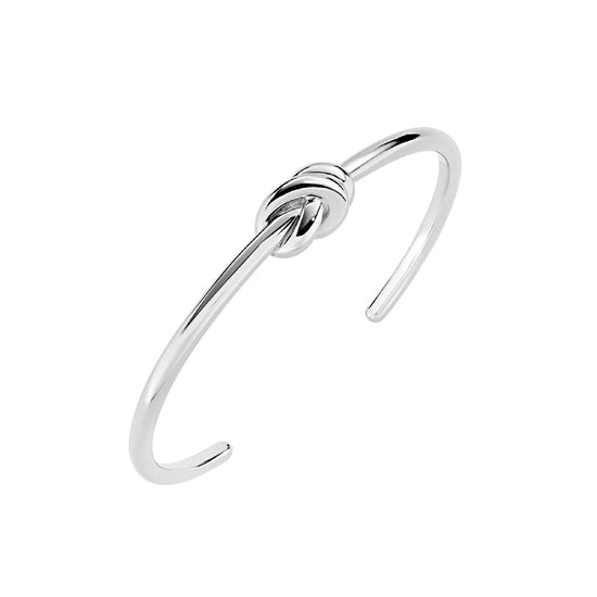 Bracciale rigido Amen in ottone rodiato con nodo d'amore Rigido
