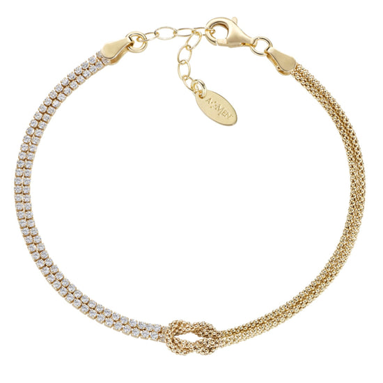 Bracciale Amen in lega Amen dorata zirconi e nodo d'amore 19 cm