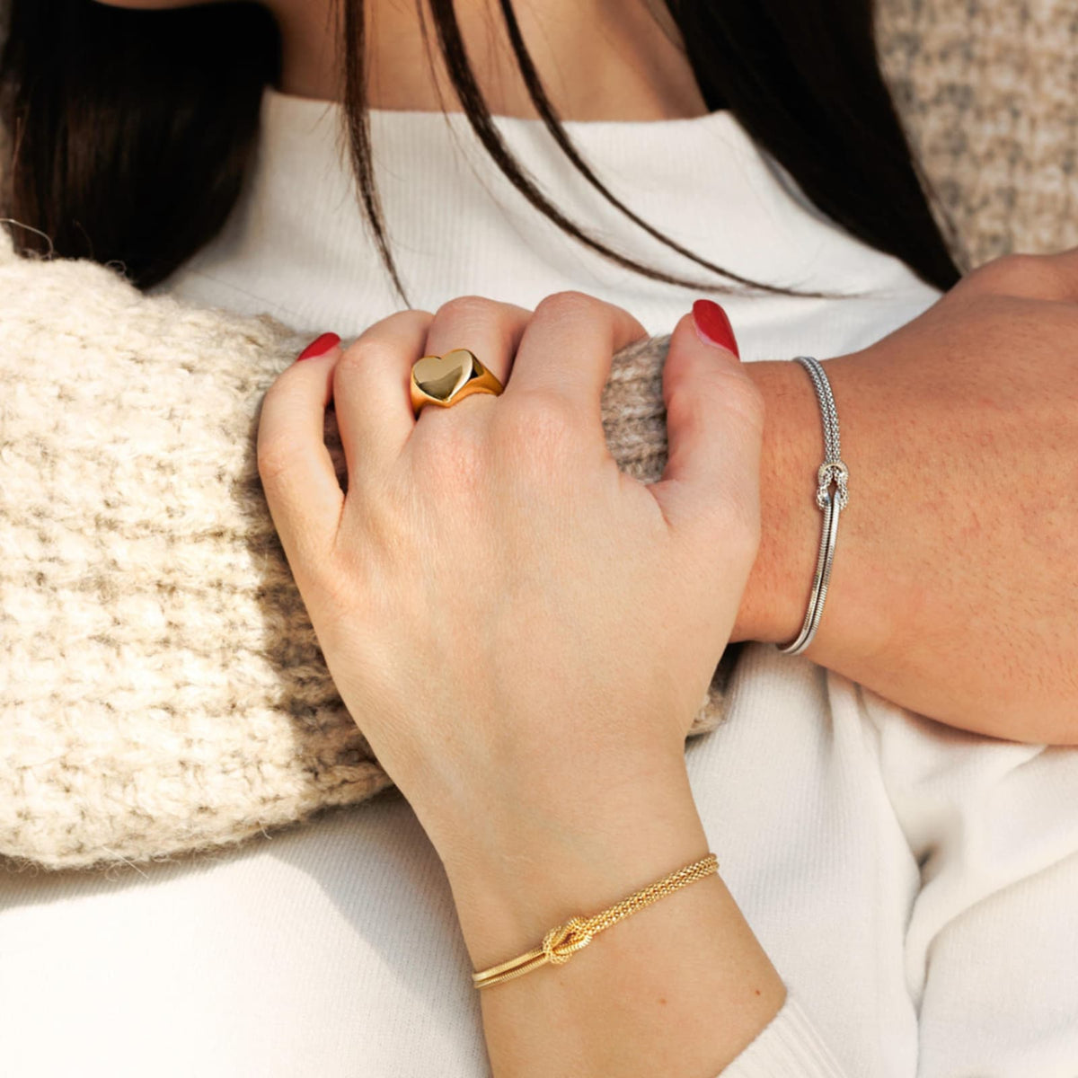 Bracciale catena Amen in lega Amen dorata con nodo d'amore 19 cm
