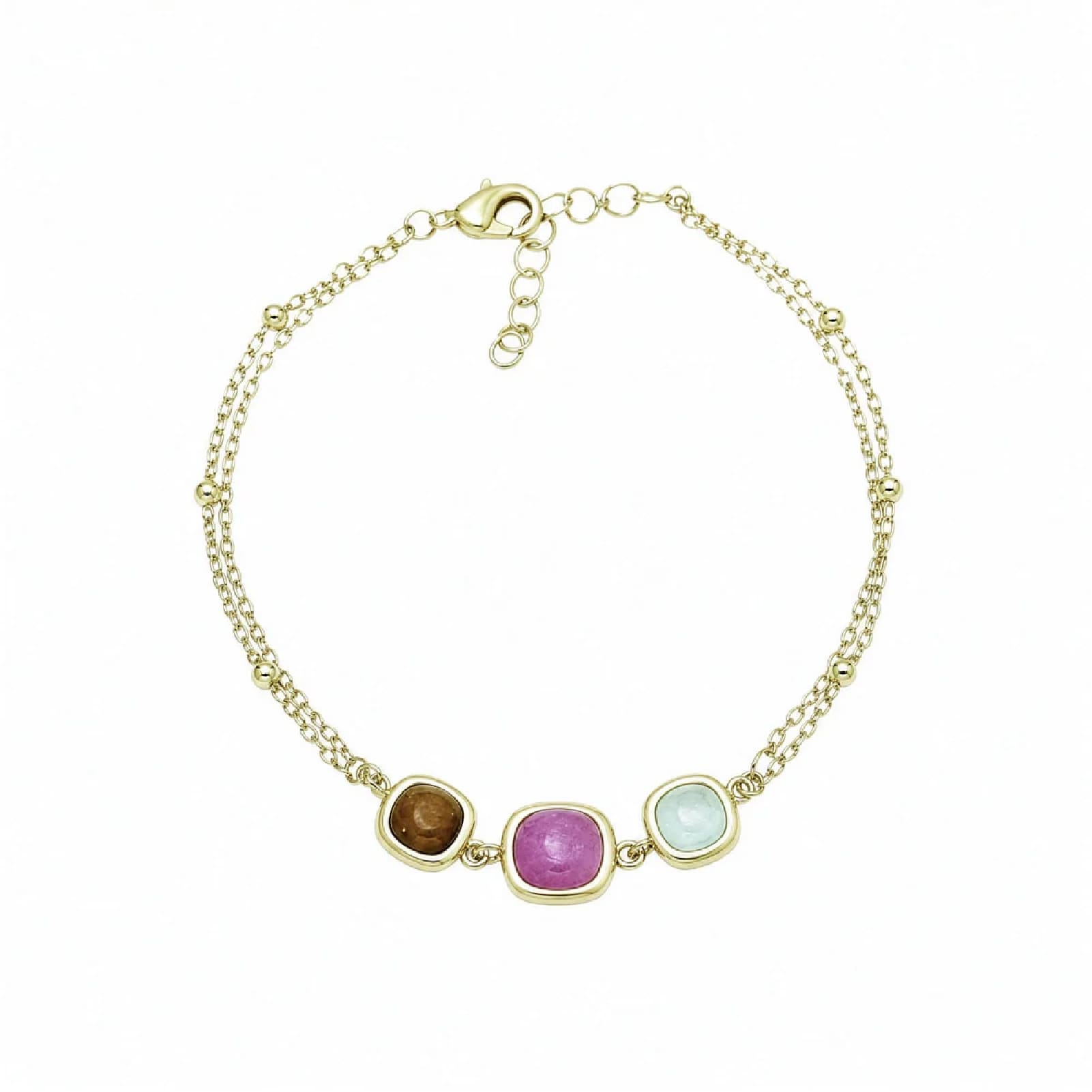 Bracciale catena Amen Dune in ottone dorato e pietre 19 cm