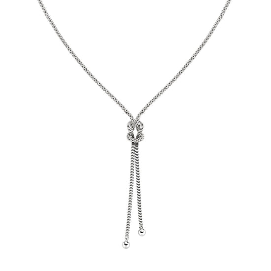 Collana a Y Amen in lega Amen argentata con nodo d'amore MISURA UNICA