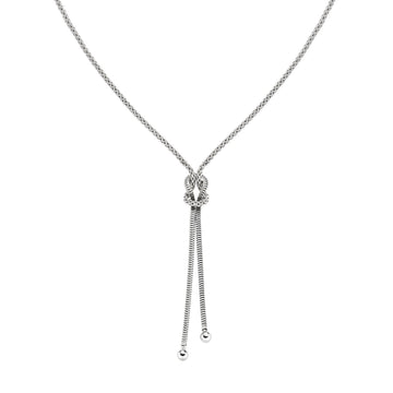 Collana a Y Amen in lega Amen argentata con nodo d'amore MISURA UNICA