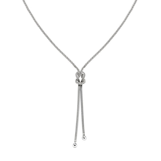 Collana a Y Amen in lega Amen argentata con nodo d'amore MISURA UNICA