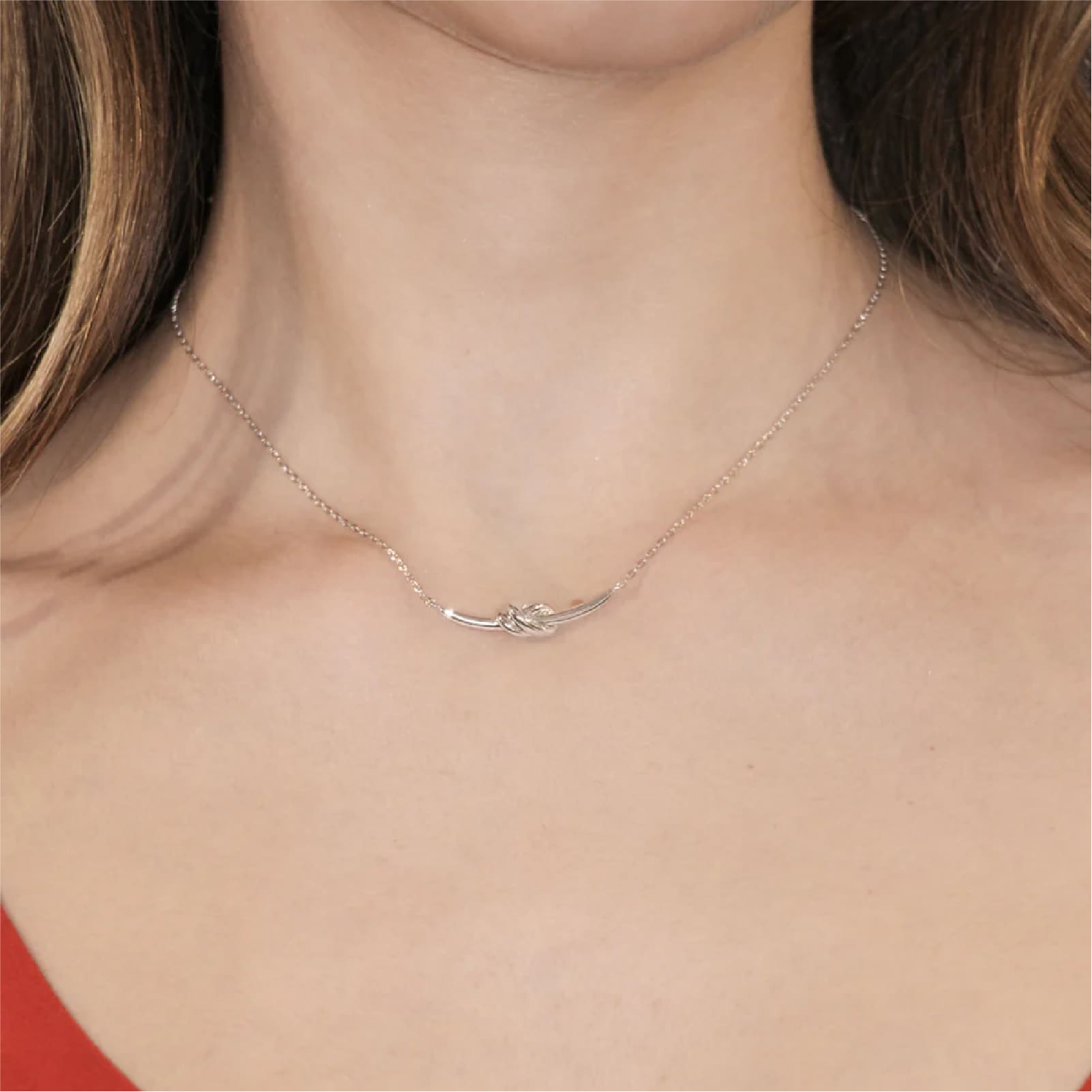 Collana catena Amen in ottone rodiato con nodo d'amore MISURA UNICA