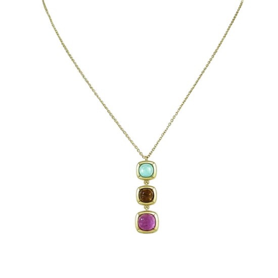 Collana con pendente Amen Dune in ottone dorato e pietre MISURA UNICA