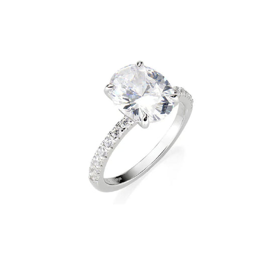 Anello solitario Amen in argento con zircone taglio ovale 14