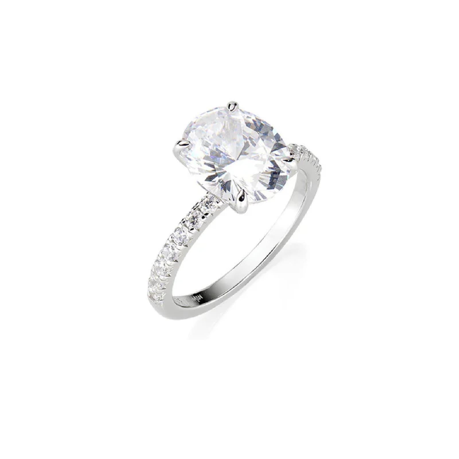 Anello solitario Amen in argento con zircone taglio ovale 14