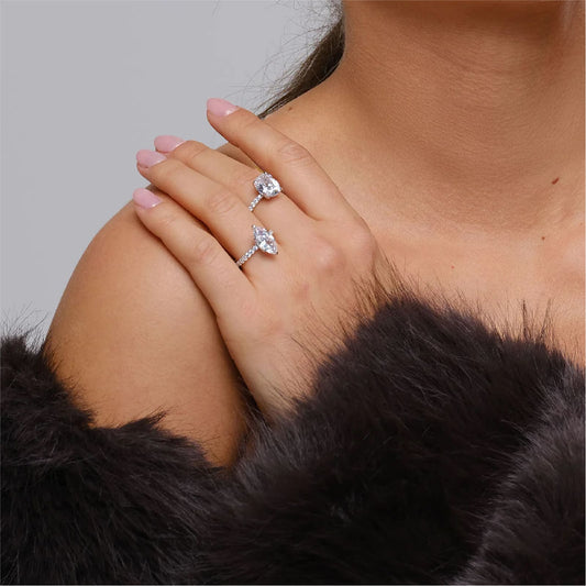 Anello solitario Amen in argento con zircone taglio ovale 14