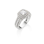 Anello a fascia Amen in argento con zircone taglio princess 14