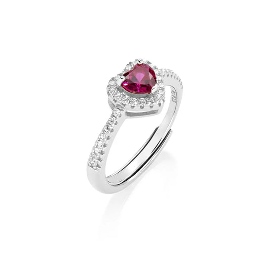 Anello Amen regolabile in argento 925 con zircone cuore rosa Regolabile dalla 10 alla 14