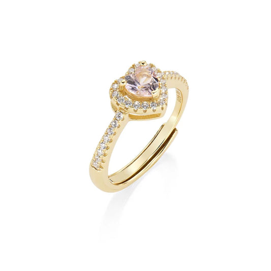 Anello Amen in argento con zircone rosa morganite centrale Regolabile dalla 10 alla 14