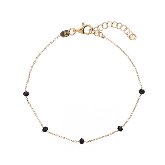 Bracciale catena Alisia in argento dorato con rosario nero 18,5 cm