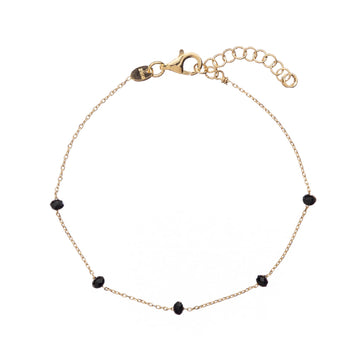 Bracciale catena Alisia in argento dorato con rosario nero 18,5 cm