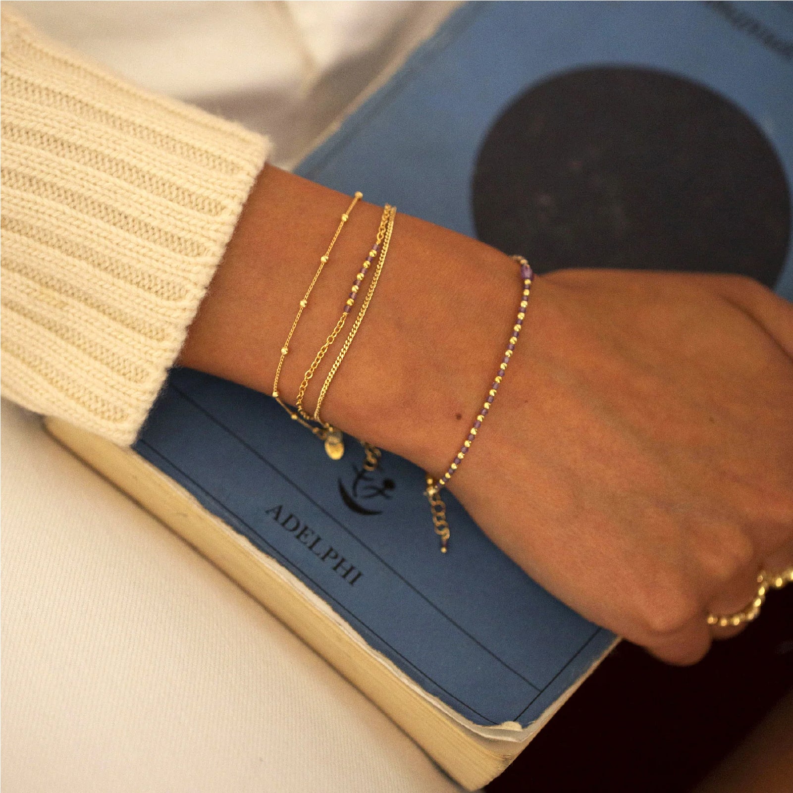 Bracciale catena donna Alisia argento oro con sferette Regolabile 15,5-18,5 cm