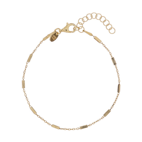 Bracciale catena Alisia argento dorato con decoro a tubetti Regolabile 15,5-18,5 cm