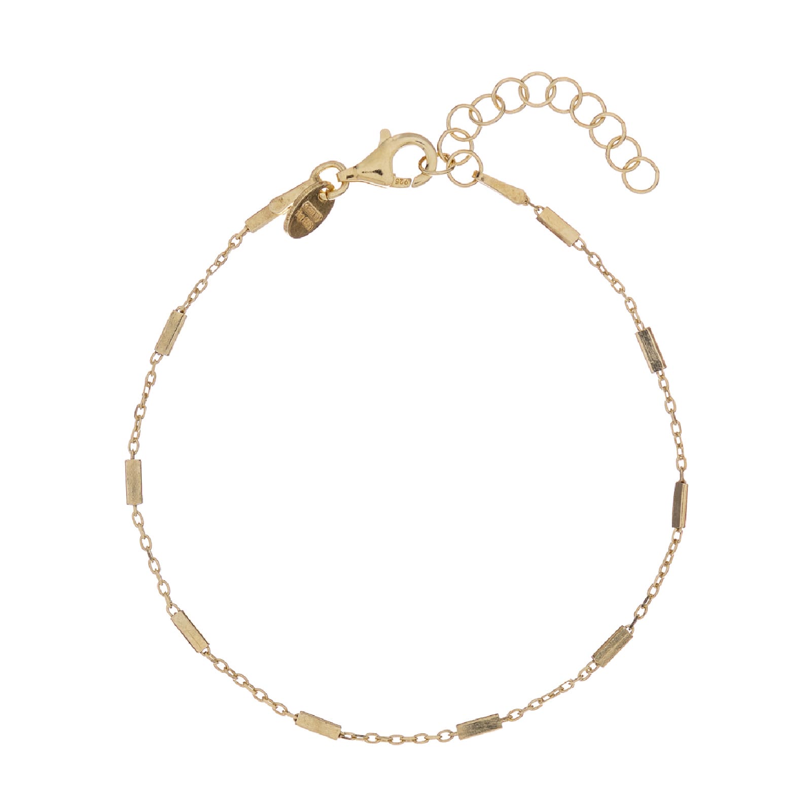 Bracciale catena Alisia argento dorato con decoro a tubetti Regolabile 15,5-18,5 cm