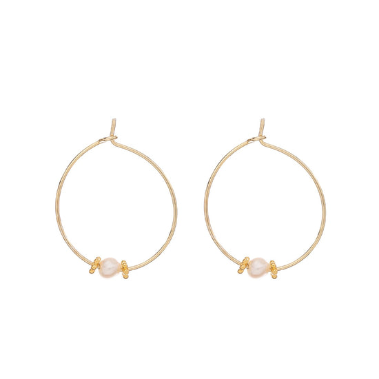 Orecchini a cerchio Alisia in argento dorato perla e fioretti MISURA UNICA