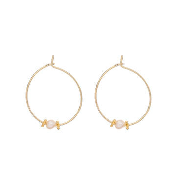Orecchini a cerchio Alisia in argento dorato perla e fioretti MISURA UNICA