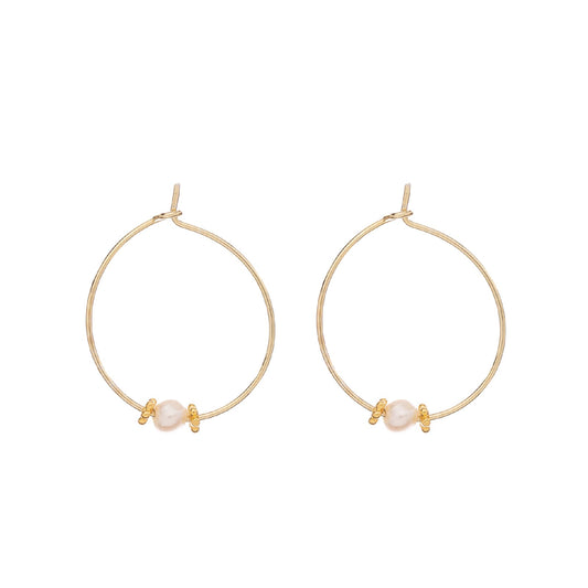 Orecchini a cerchio Alisia in argento dorato perla e fioretti MISURA UNICA