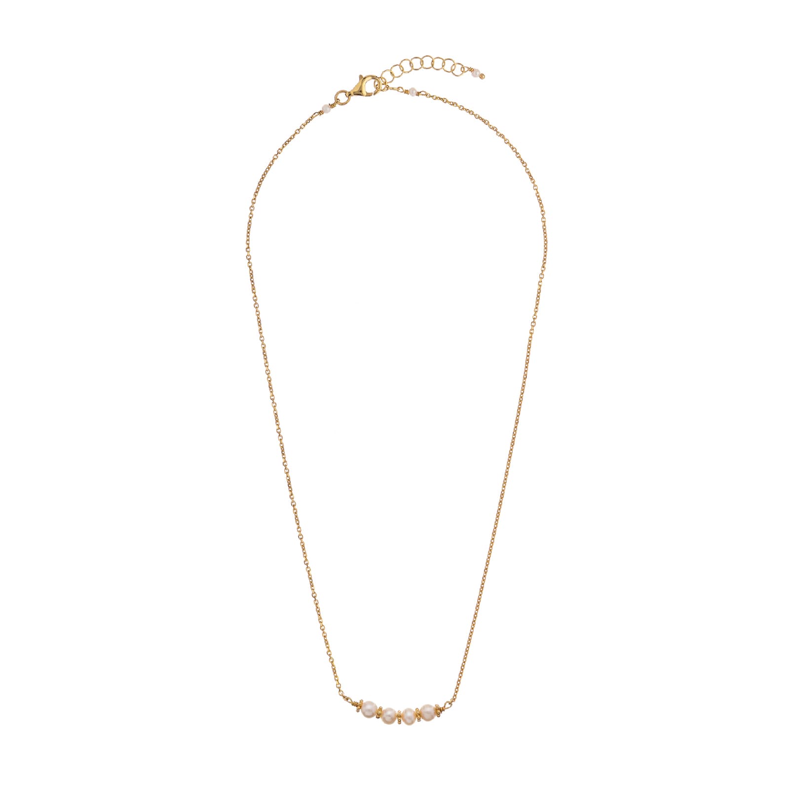 Collana Alisia in argento dorato con perle bianche e fioretti MISURA UNICA